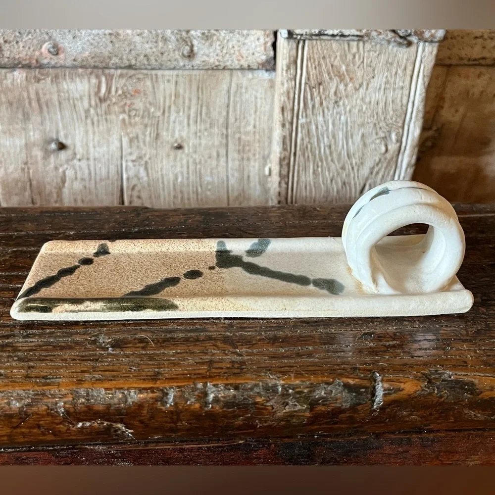 Butter Server / Sled LEN LINDSAY Signed Stoneware Glazed Pottery Vintage 80s